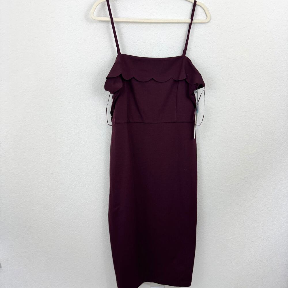 Stitch Fix Nine Britton Womens Midi Dress Sz XL Scallop Trim Party Formal Merlot